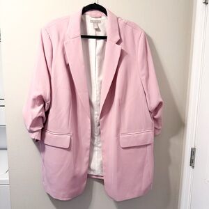 H&M Pink Blazer Relaxed Fit Open Front